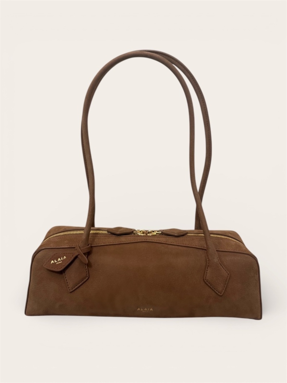 Alaia Le Teckel medium nubuck shoulder bag-brown - Picture 3 of 3
